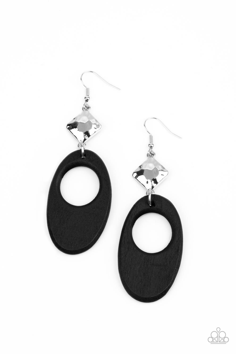 Paparazzi Retro Reveal - Black Earrings - Pusher P