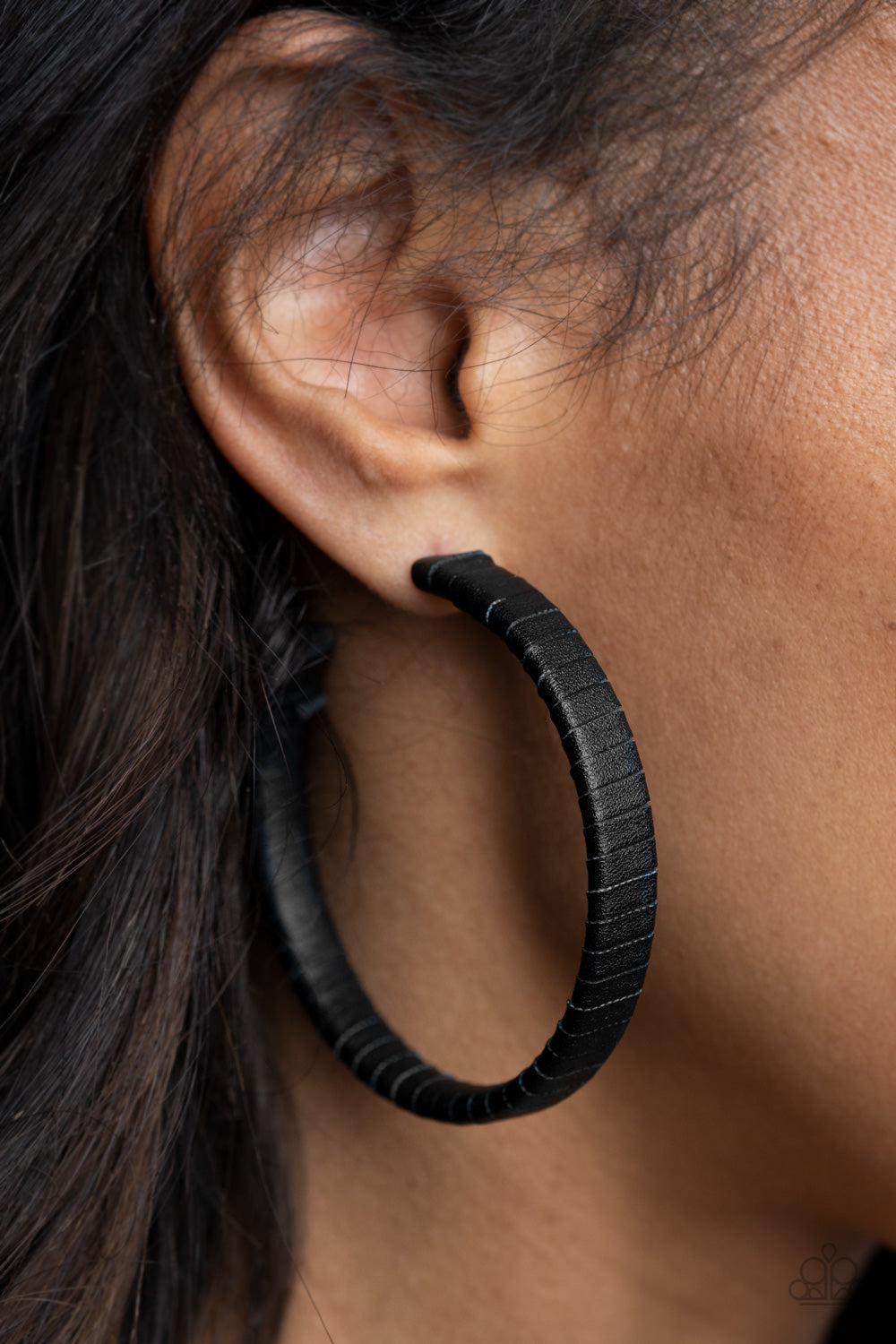 Paparazzi Leather-Clad Legend - Black Earrings - Pusher P