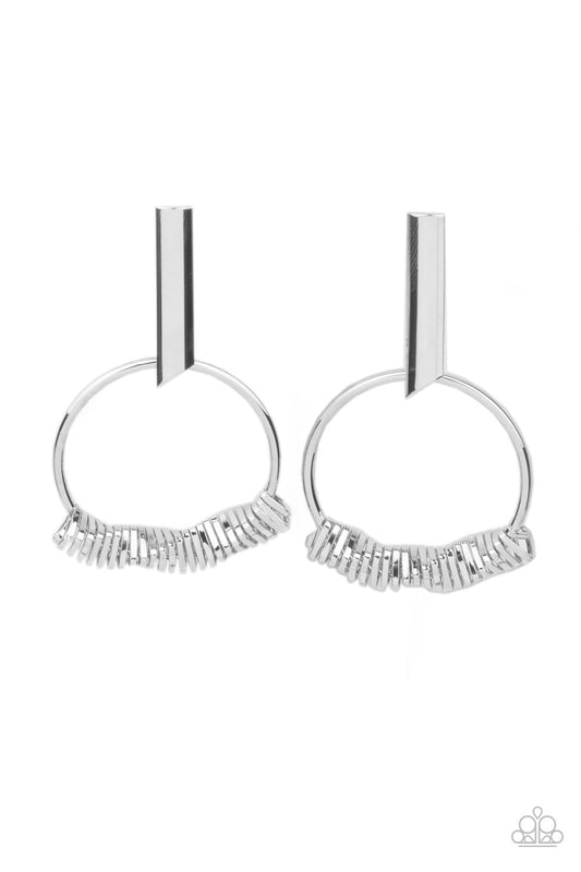 Paparazzi Set Into Motion - Silver Earrings - Pusher P