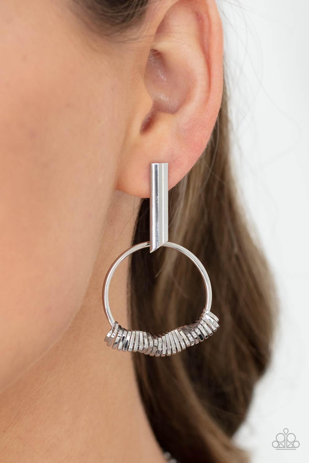 Paparazzi Set Into Motion - Silver Earrings - Pusher P