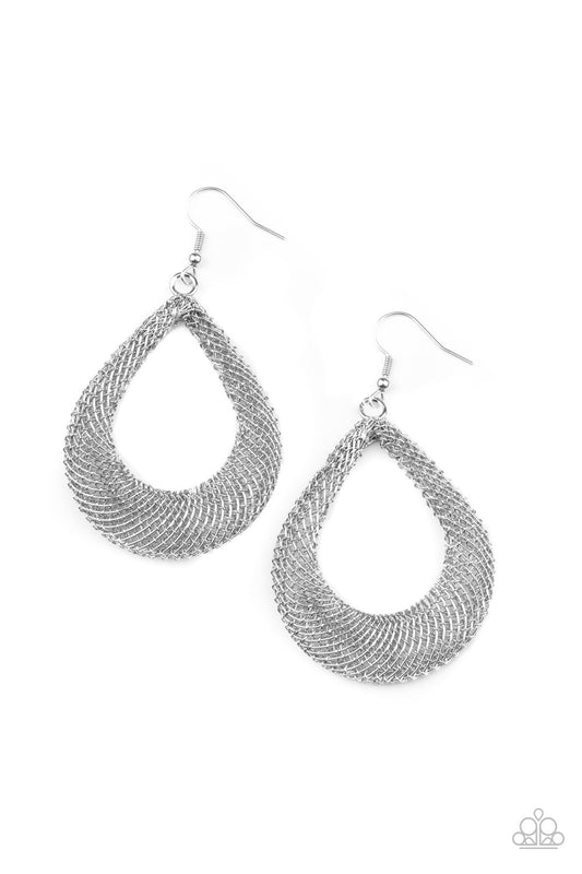 Paparazzi A Hot MESH Silver Earrings Pusher P