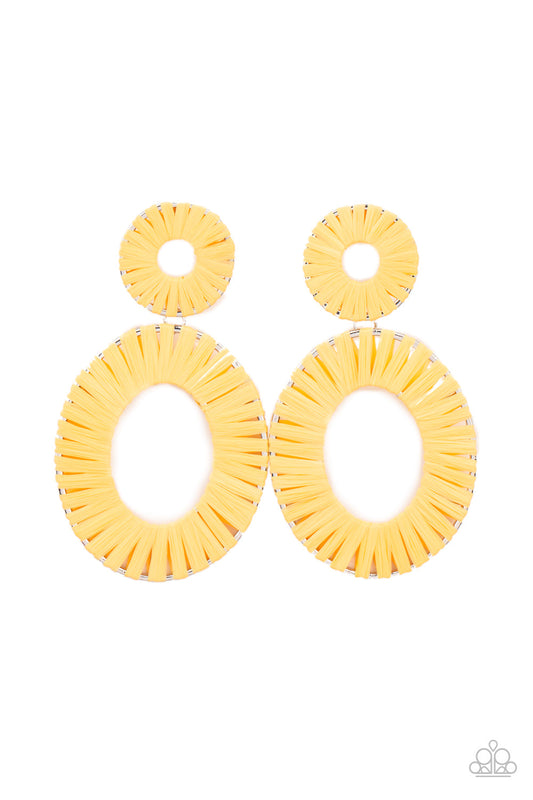 Paparazzi Foxy Flamenco - Yellow Earrings - Pusher P