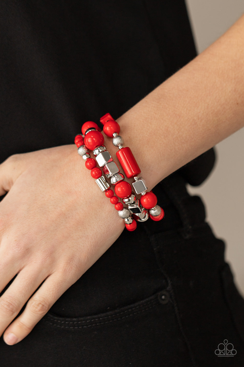 Paparazzi Perfectly Prismatic - Red Bracelet - Pusher P