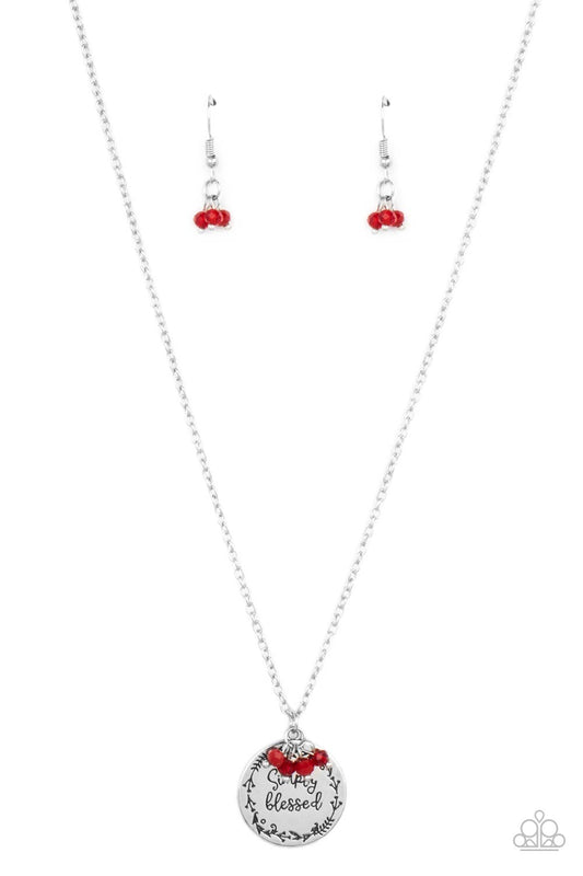 Paparazzi Simple Blessings Inspirational Red Necklace - Pusher P
