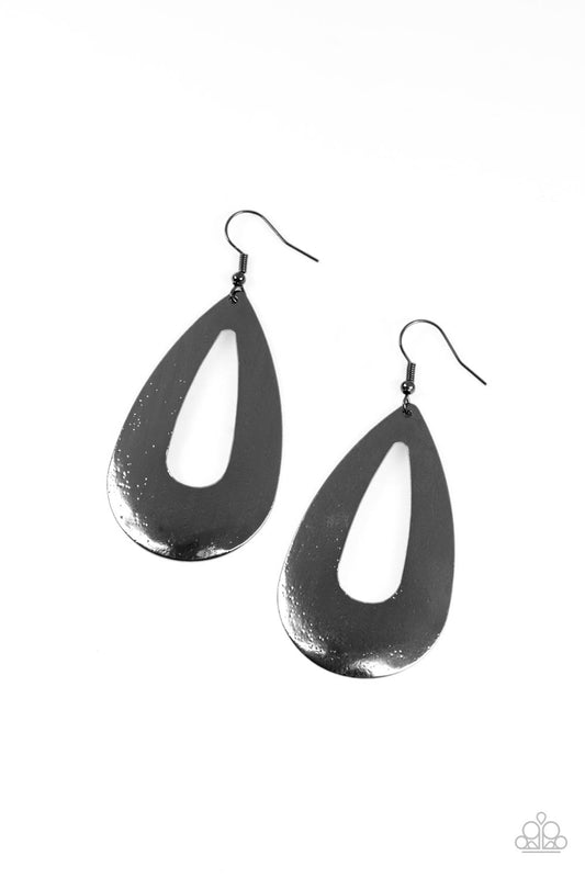 Paparazzi Hand It OVAL! - Black Earrings - Pusher P