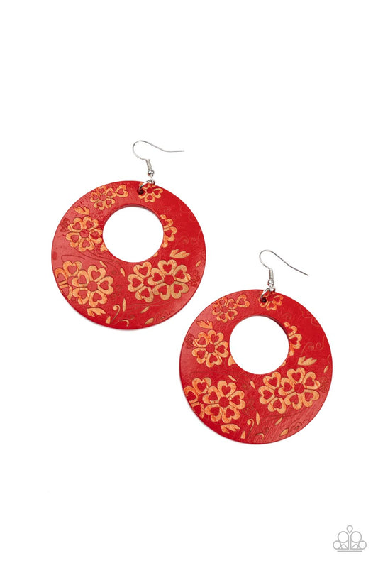 Paparazzi Galapagos Garden Party - Red Earrings