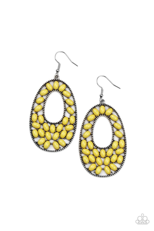 Paparazzi Beaded Shores - Yellow Earrings - Pusher P