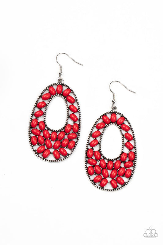 Paparazzi Beaded Shores - Red Earrings - Pusher P