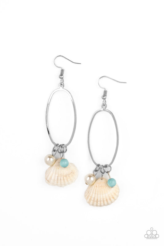 Paparazzi This Too SHELL Pass - Blue Earrings - Pusher P