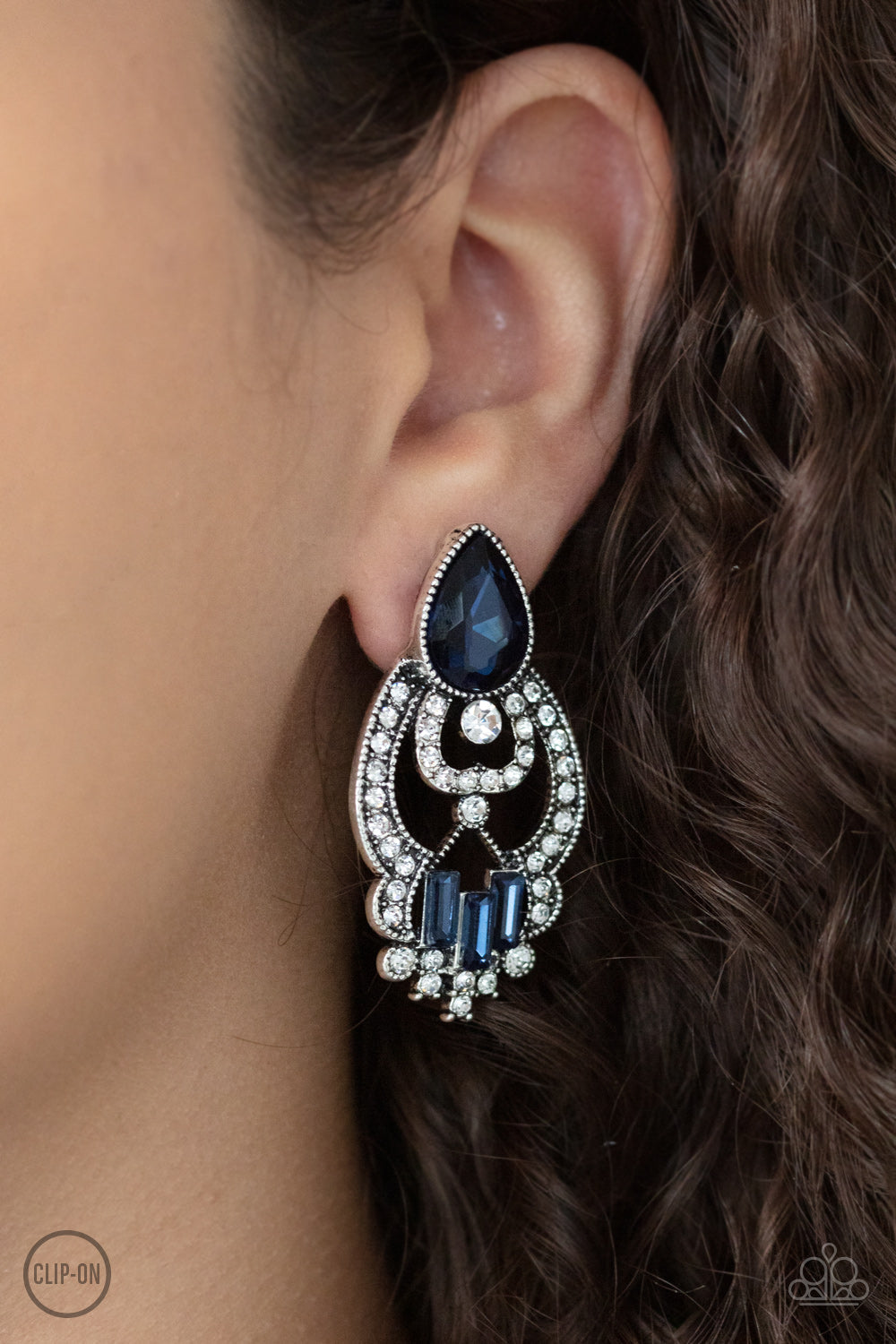 Paparazzi Glamour Gauntlet - Blue Clip-on Earrings - Pusher P