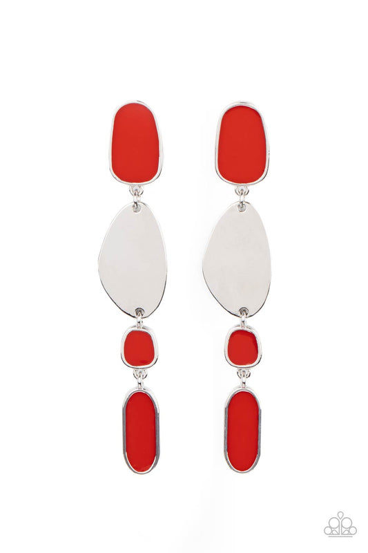 Paparazzi Deco By Design - Red Earrings - Pusher P