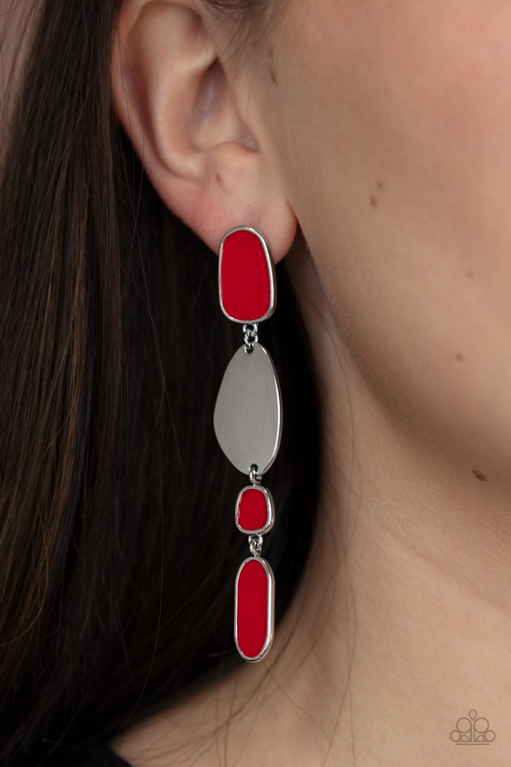 Paparazzi Deco By Design - Red Earrings - Pusher P