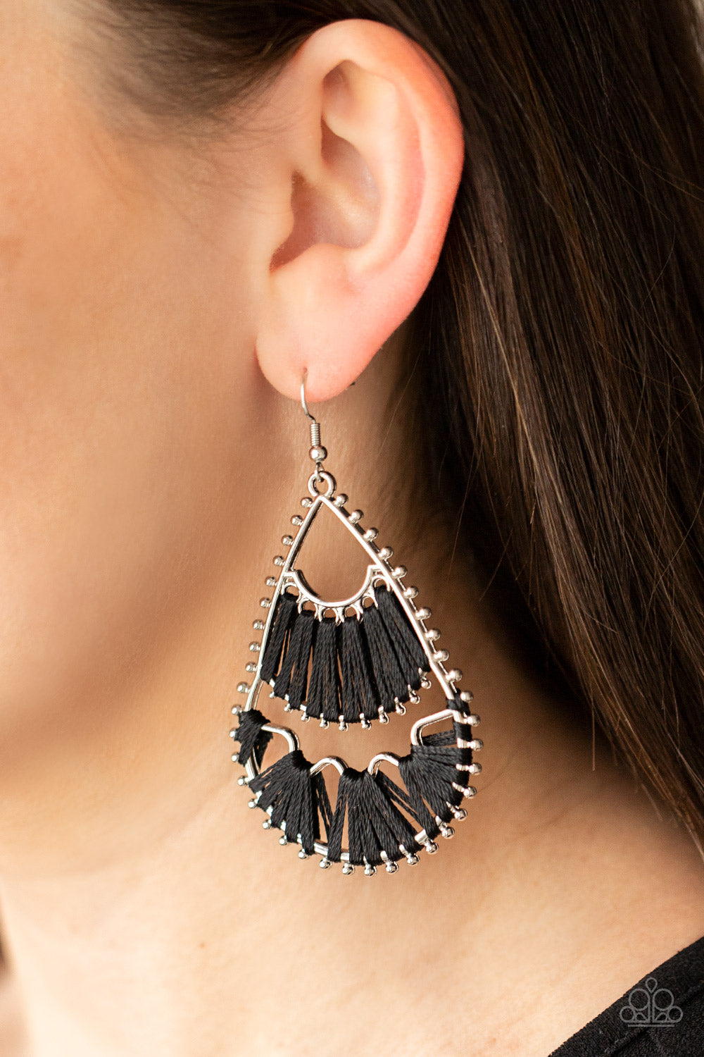 Paparazzi Samba Scene - Black Earrings - Pusher P