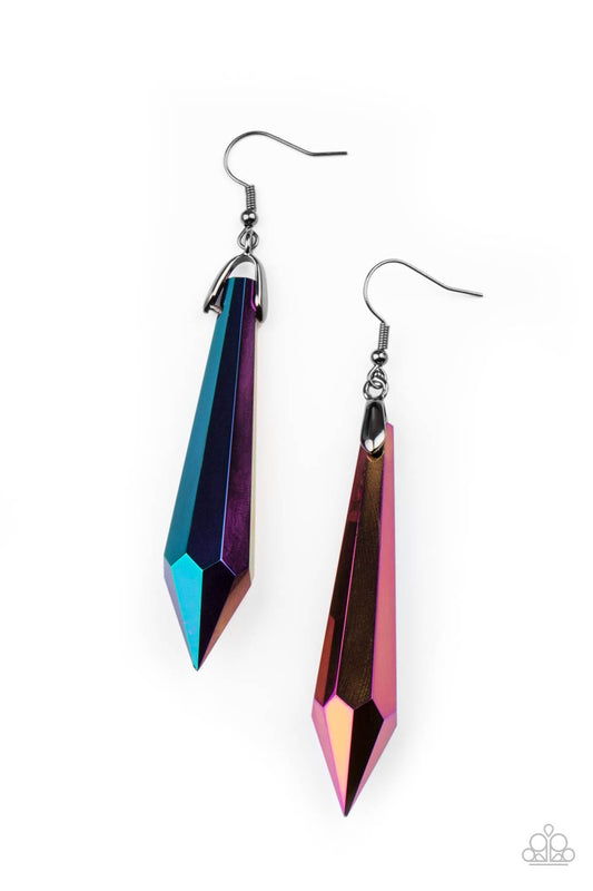 Paparazzi Sharp Dressed DIVA - Multi Oil Spill Earrings - Pusher P