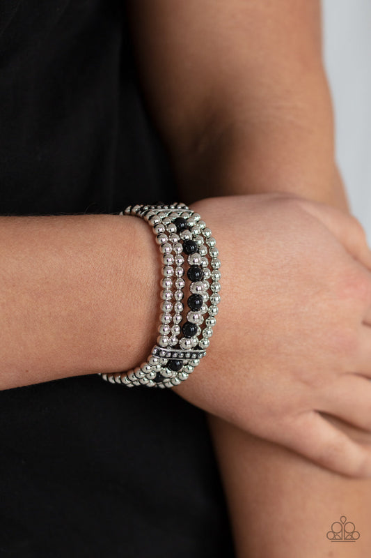 Paparazzi Gloss Over The Details - Black Bracelet - Pusher P