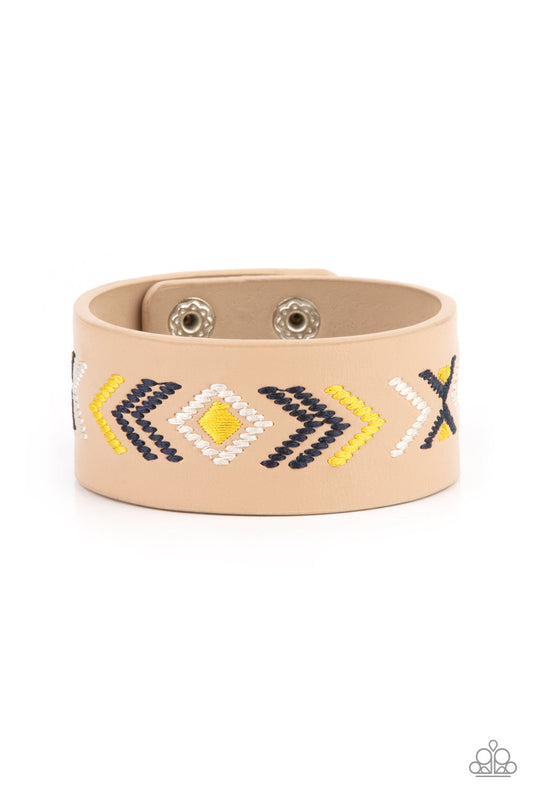 Paparazzi Cliff Glyphs - Yellow Bracelet - Pusher P