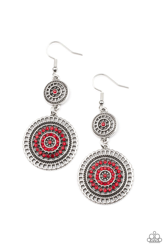 Paparazzi Bohemian Bedazzle - Red Earrings - Pusher P