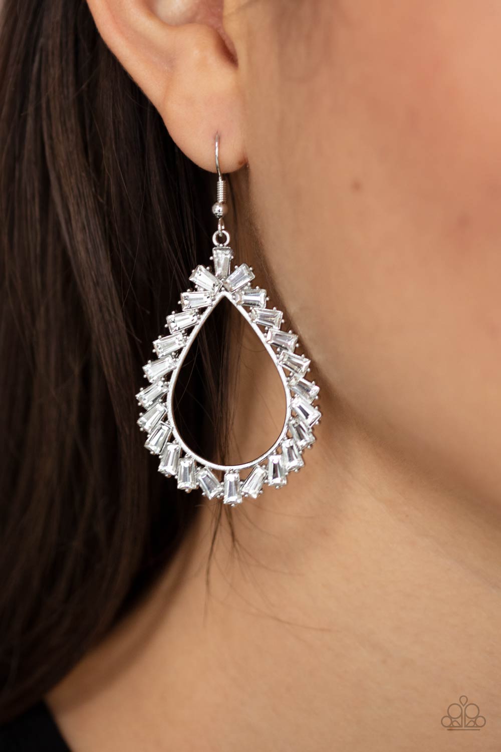 Paparazzi Stay Sharp - White Earrings - Pusher P