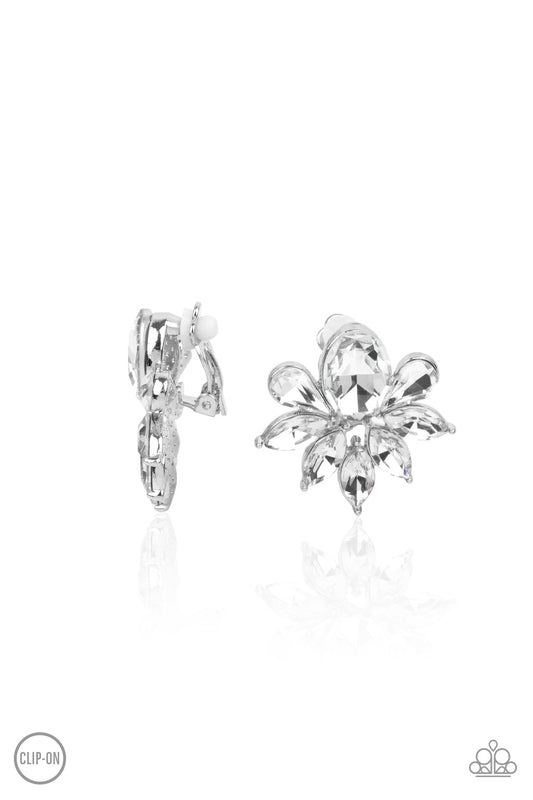 Paparazzi Fearless Finesse - White Clip-On Earrings - Pusher P