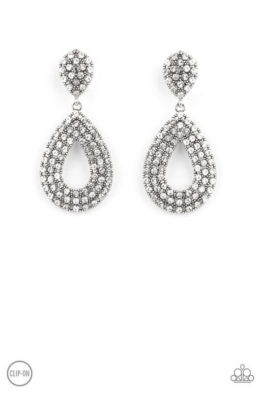 Paparazzi Pack In The Pizzazz - White Clip-on Earrings - Pusher P