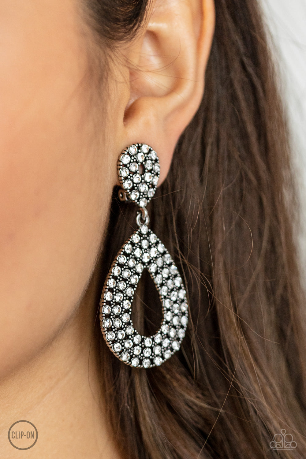 Paparazzi Pack In The Pizzazz - White Clip-on Earrings - Pusher P