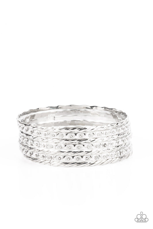 Paparazzi Back-To-Back Stacks - Silver Bracelet - Pusher P