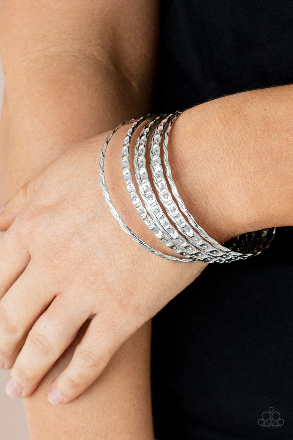 Paparazzi Back-To-Back Stacks - Silver Bracelet - Pusher P