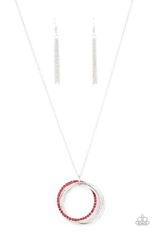 Long Necklace - Paparazzi Harmonic Halos - Red Necklace Paparazzi jewelry images