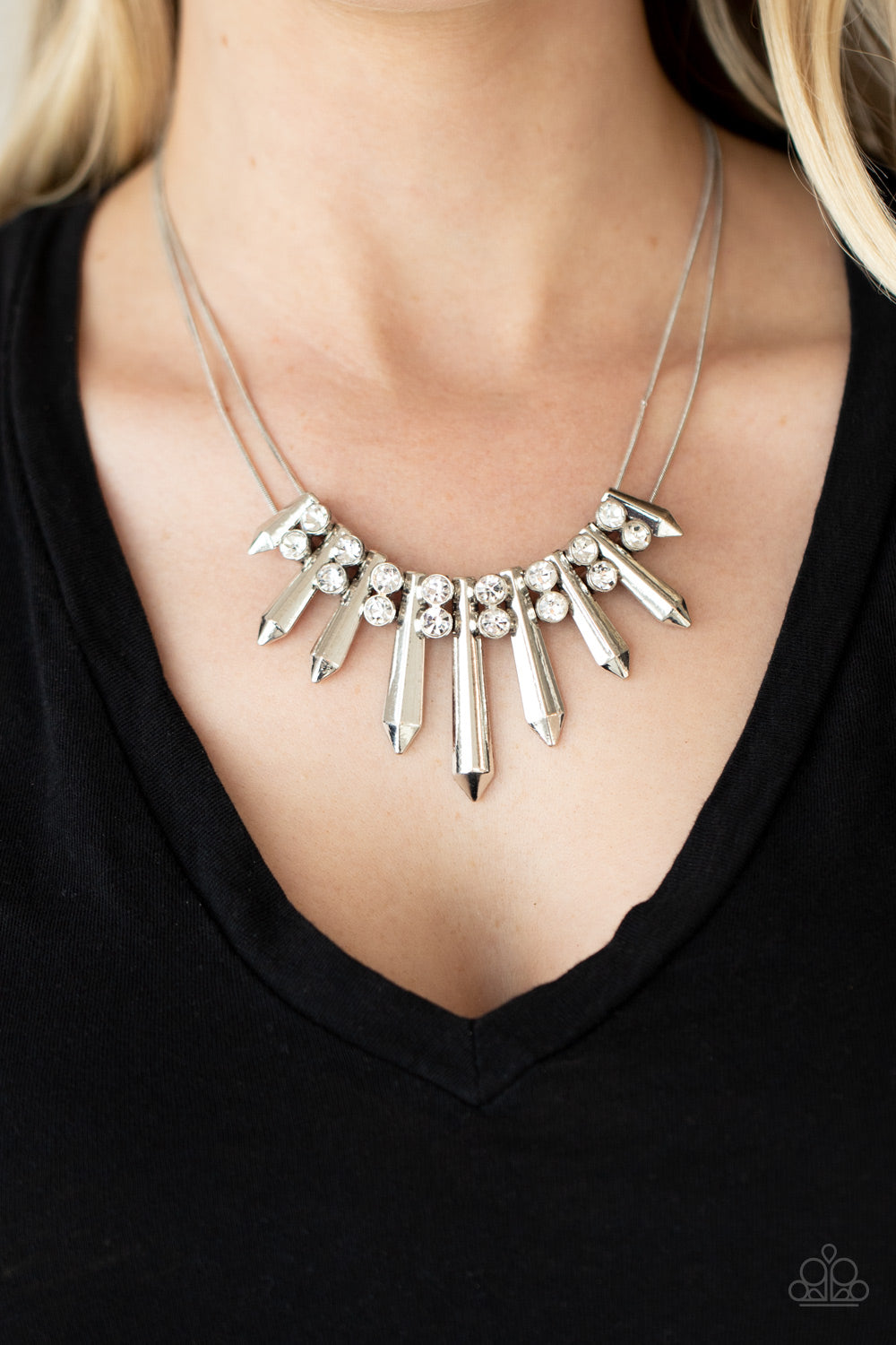 Paparazzi Dangerous Dazzle - White Necklace - Pusher P