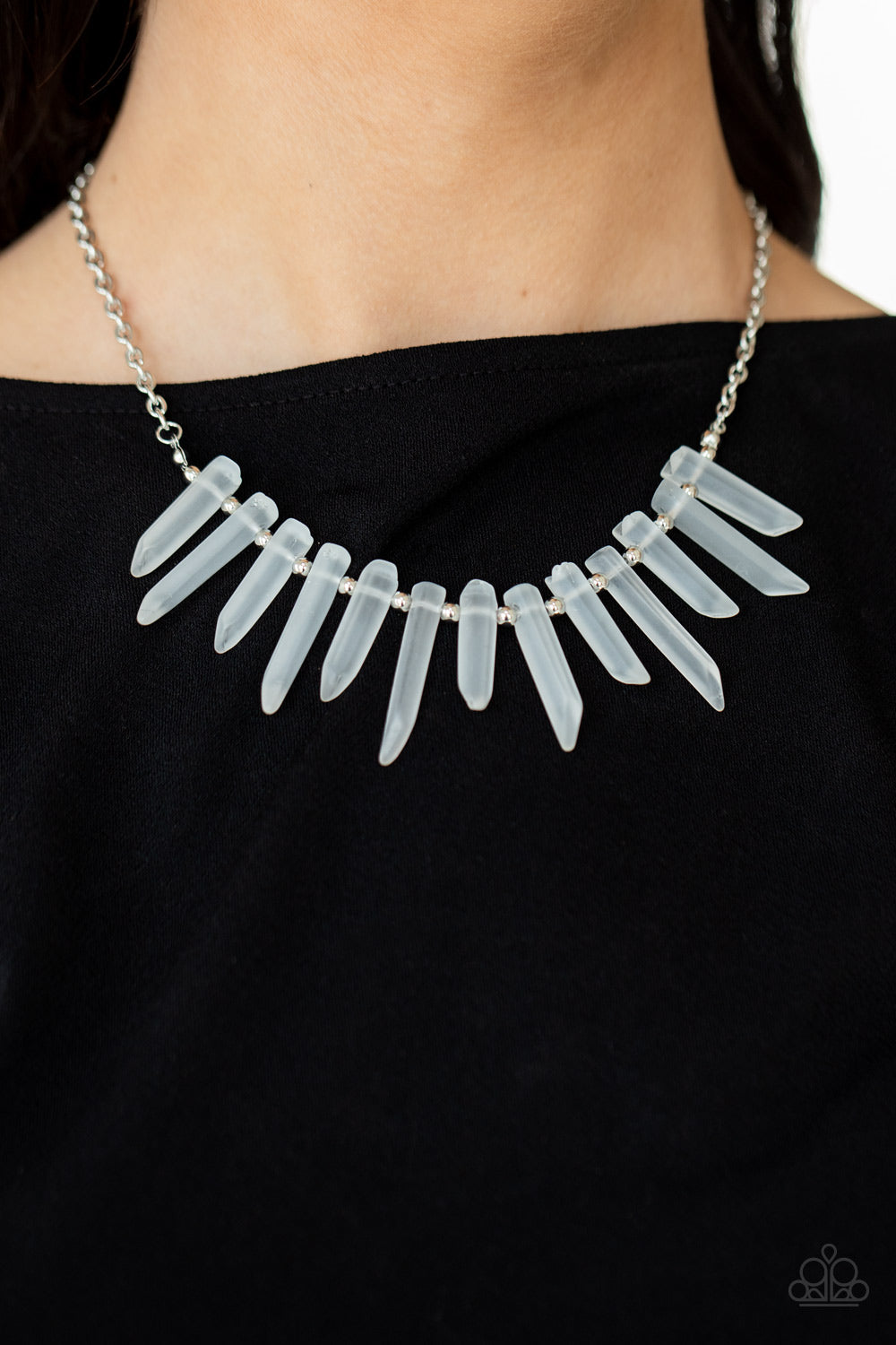 Paparazzi Ice Age Intensity - White Necklace - Pusher P