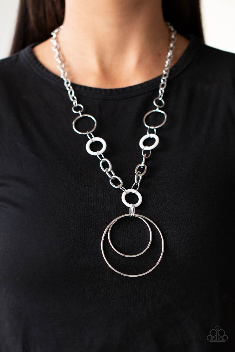 Paparazzi HOOP du Jour - White Necklace - Pusher P