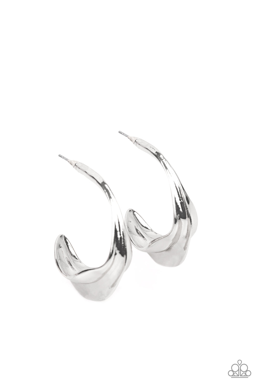 Paparazzi Modern Meltdown - Silver Hoop Earrings - Pusher P