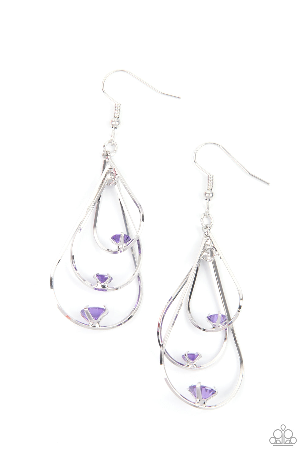 Paparazzi Drop Down Dazzle - Purple Earrings - Pusher P