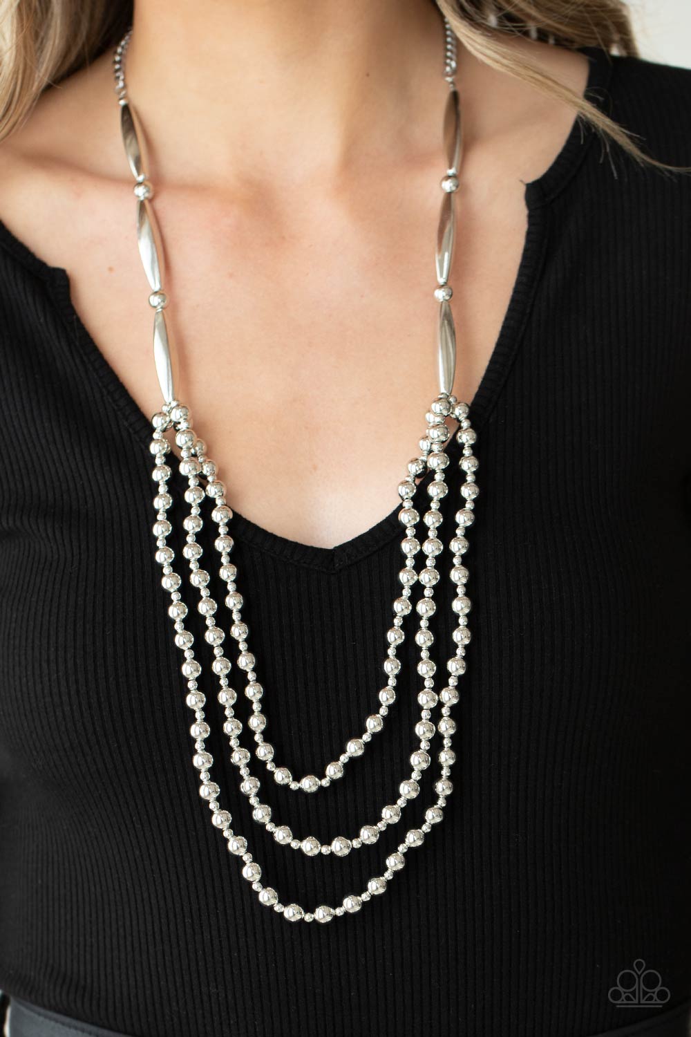 Paparazzi Beaded Beacon - Silver Necklace - Pusher P
