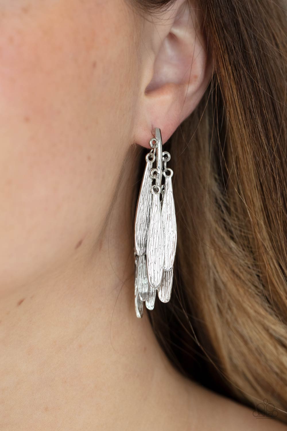 Paparazzi Pursuing The Plumes - Silver Earrings - Pusher P