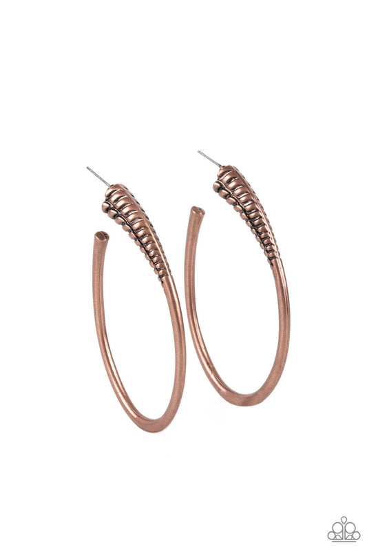 Paparazzi Fully Loaded - Copper Earrings - Pusher P