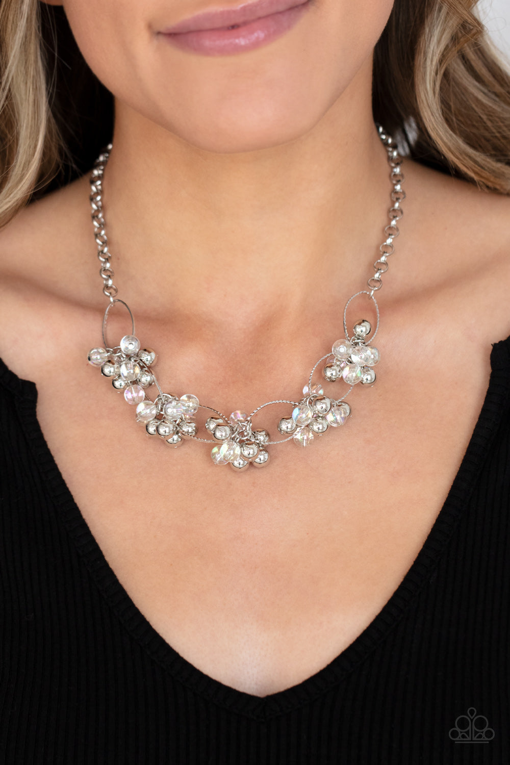 Paparazzi Effervescent Ensemble Cosmic Countess - White Necklace - July 2021 Life Of The Party Exclusive - Pusher P