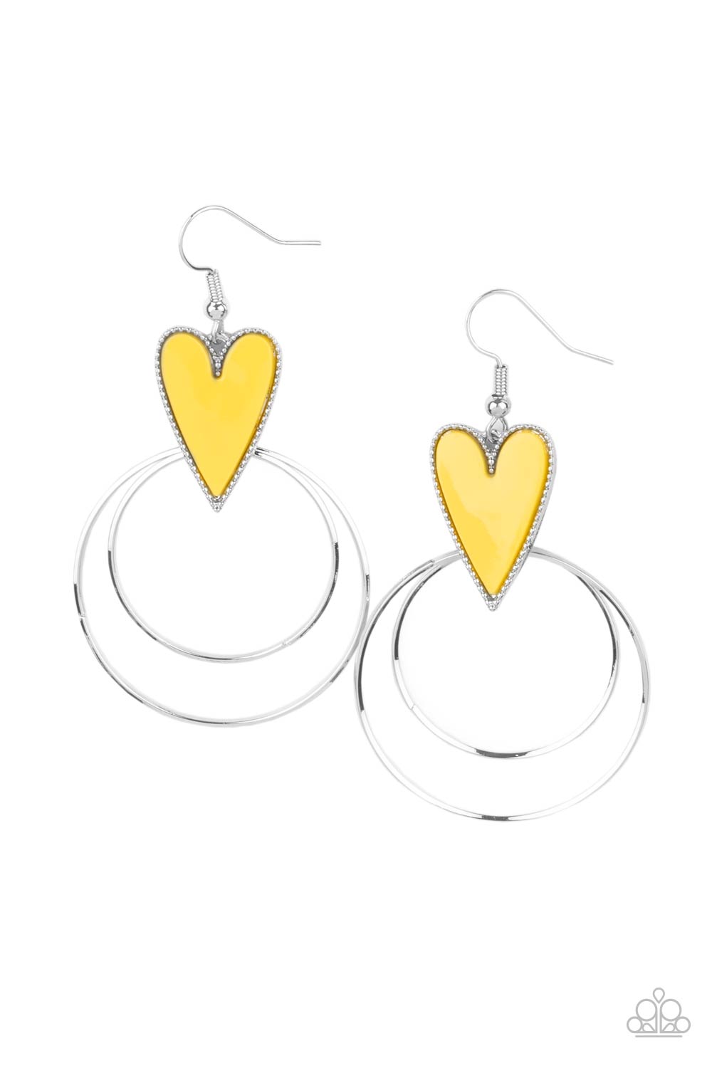 Paparazzi Happily Ever Hearts - Yellow Earrings - Pusher P