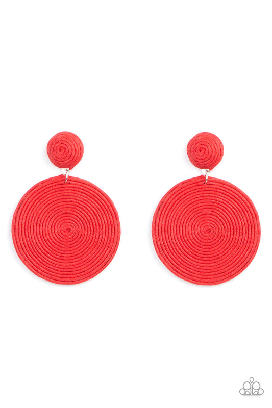 Paparazzi Circulate The Room - Red Earrings - Pusher P