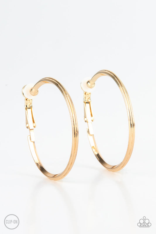 Paparazzi City Classic - Gold Clip-On Earrings - Pusher P