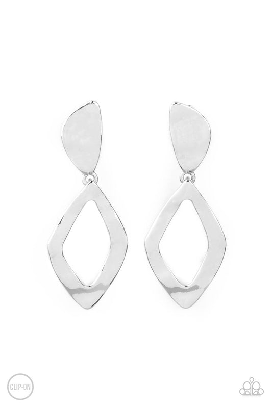 Paparazzi Industrial Gallery - Silver Clip-On Earrings - Pusher P