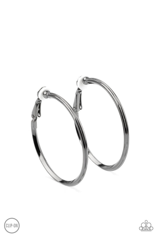 Paparazzi City Classic - Black Clip-On Earrings - Pusher P