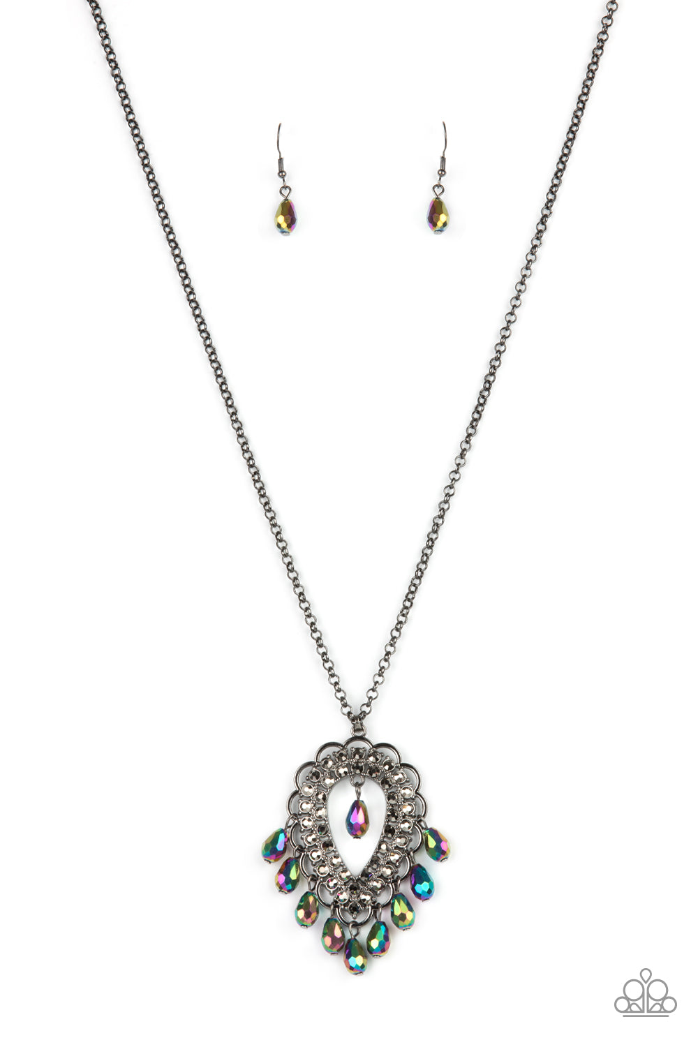 Paparazzi Teasable Teardrops - Multi Necklace - May 2021 Life Of The Party Exclusive - Pusher P