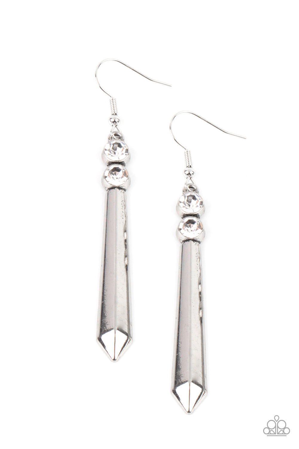 Paparazzi Sparkle Stream - White Earrings - Pusher P
