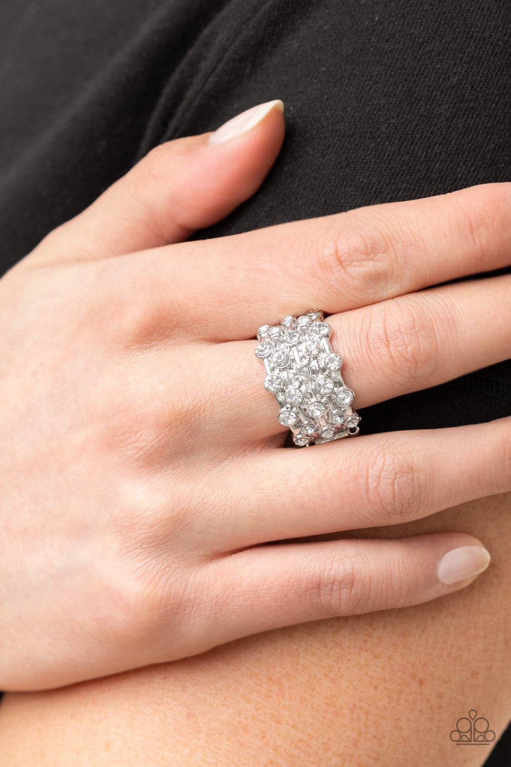 Paparazzi Metro Motivation - White Ring - August 2021 Life Of The Party Exclusive - Pusher P