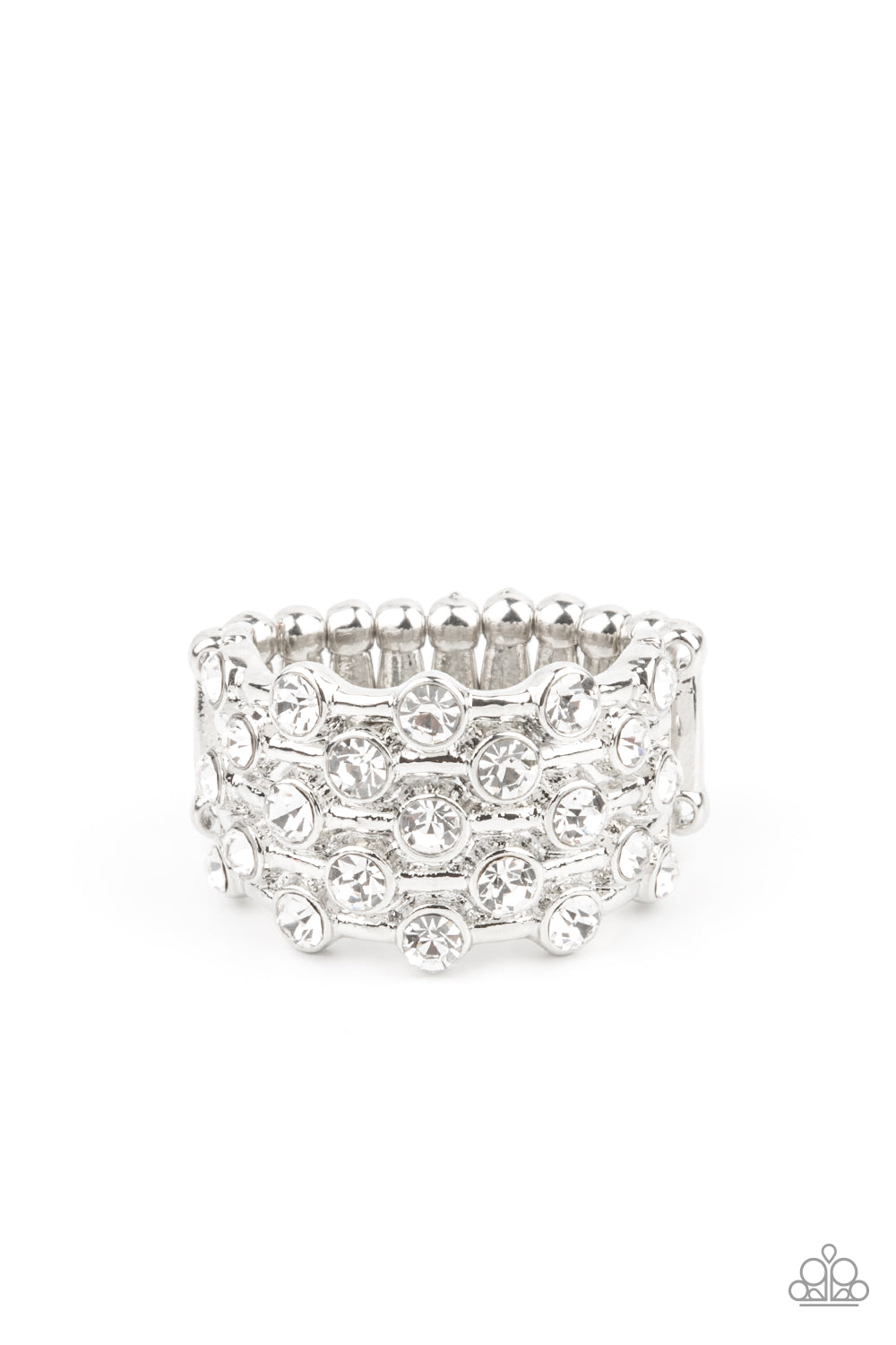 Paparazzi Metro Motivation - White Ring - August 2021 Life Of The Party Exclusive - Pusher P