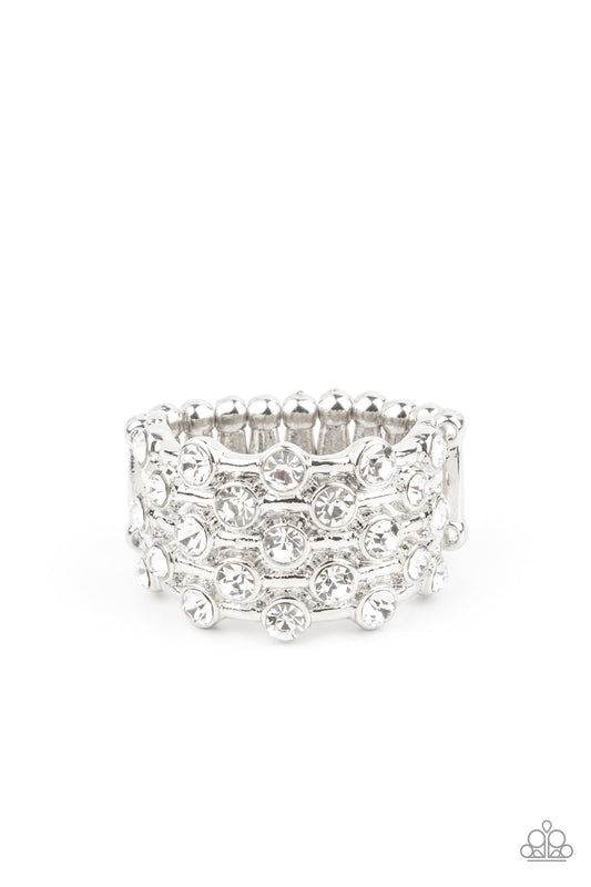 Paparazzi Metro Motivation - White Ring - August 2021 Life Of The Party Exclusive - Pusher P