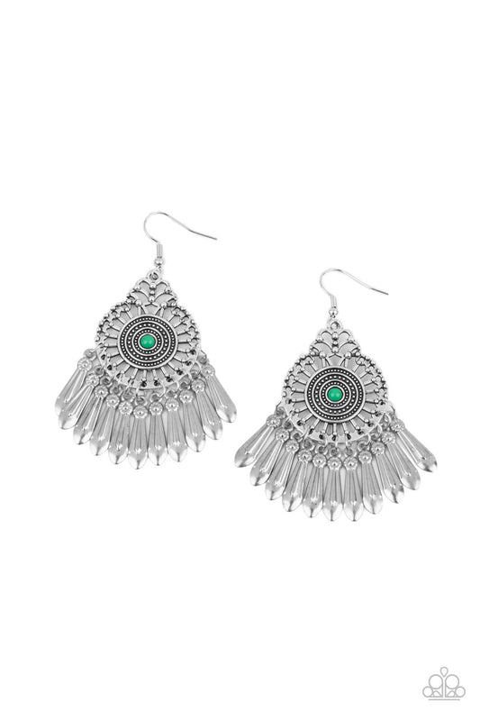 Paparazzi Dream a Little DREAMCATCHER - Green Earrings - Pusher P