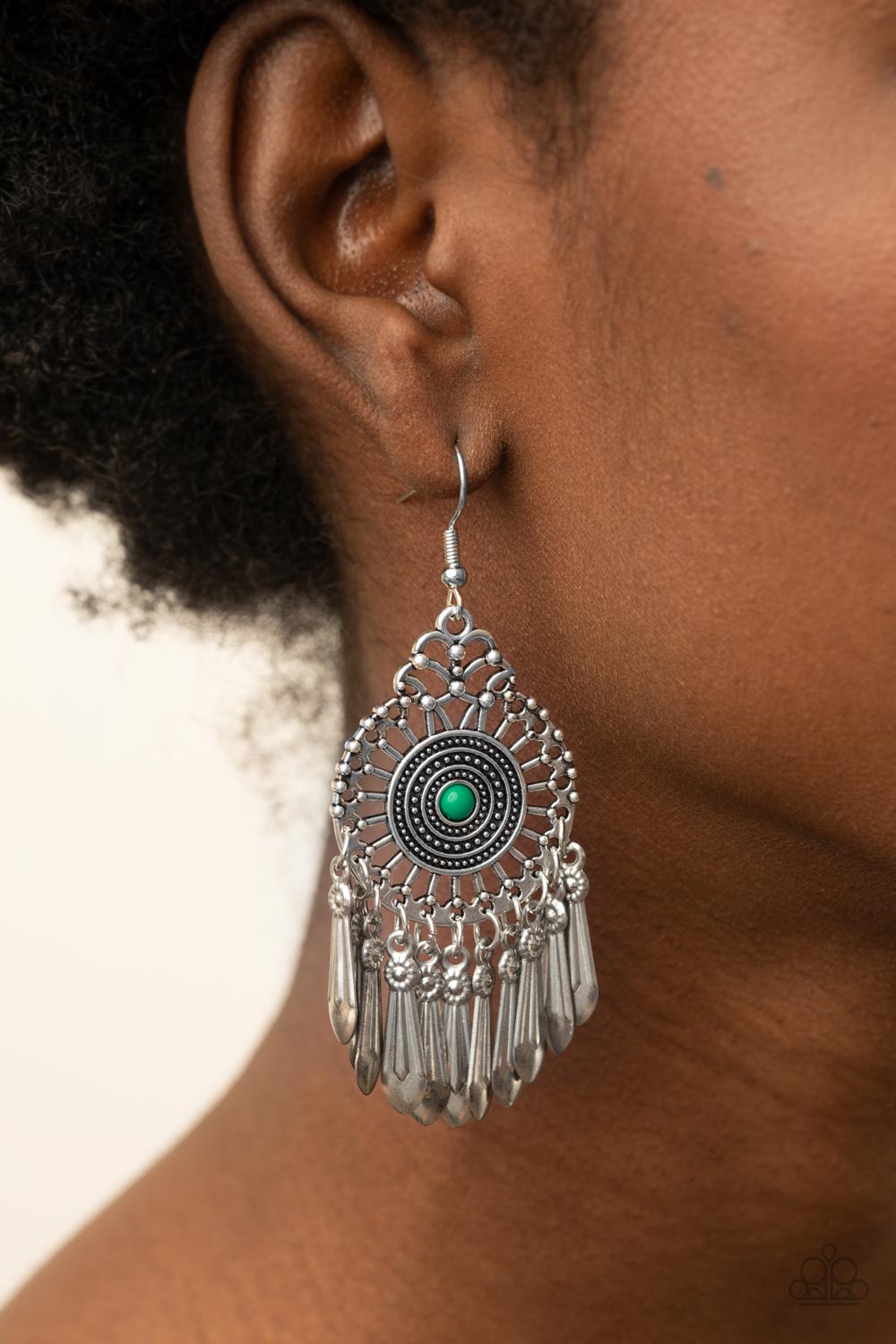 Paparazzi Dream a Little DREAMCATCHER - Green Earrings - Pusher P
