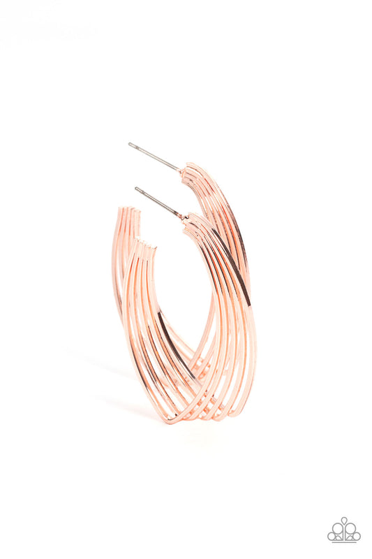 Paparazzi Industrial Illusion - Rose Gold Earrings - Pusher P